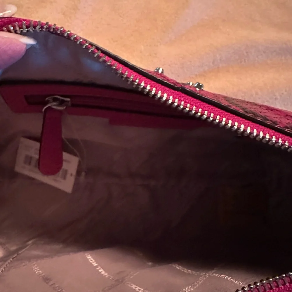 Michael Kors Hot Pink Snakeskin-Print Shoulder Bag